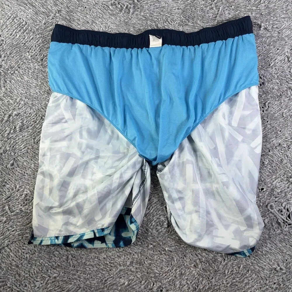 Nike Swim Trunks Mens 4XL Blue Lined Summer Beach Drawstring Tropical Activewear